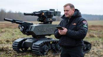 "Белоусов ознакомился с наземными робототехническими комплексами, оснащенными боевыми модулями".