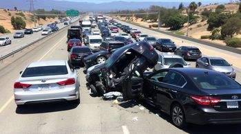 В Калифорнии на трассе произошло массовое ДТП с участием почти 60 автомобилей.